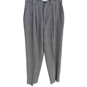 Tofy Vintage Womens High-Waisted Black White Houndstooth Pleated Trouser Pant 16